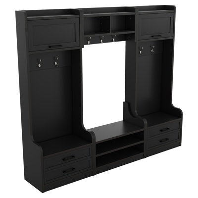 4-in-1 Detachable Hall Tree with Storage Drawers, Cabinet & 7 Hooks – Multi-Functional Entryway Coat Rack, Shoe Bench for Entryway Hallway