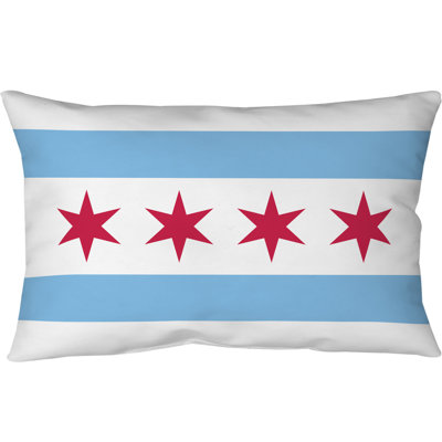 Coussin en microfibre Chicago Illinois couleurs rouge blanc bleu