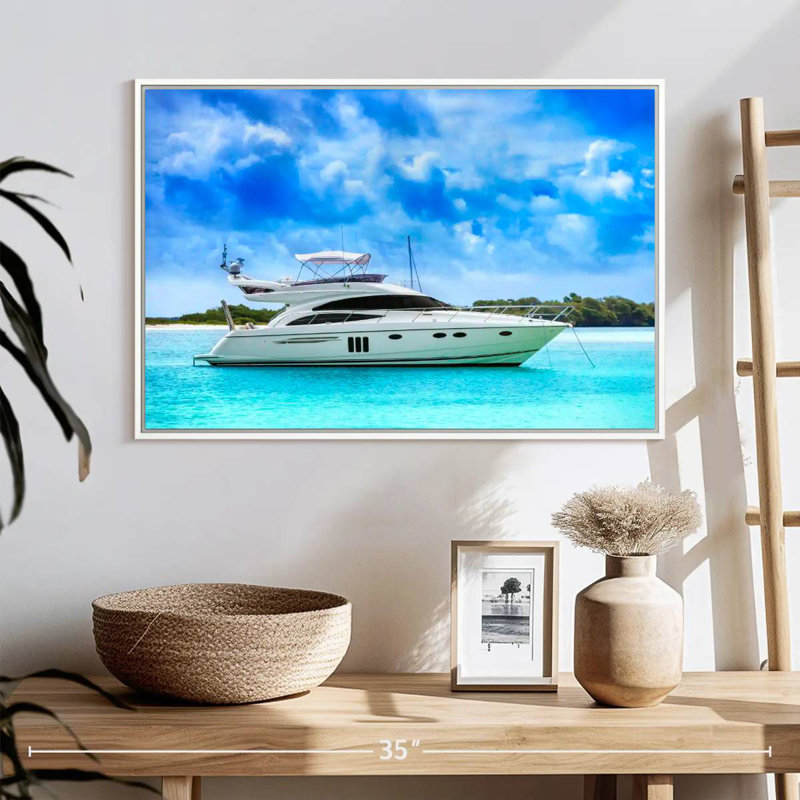 Yacht de luxe des Caraïbes, Cadre flottant blanc, 25 po x 17 po