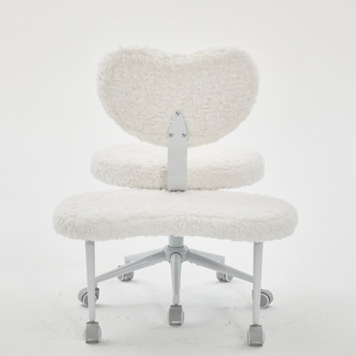 Artificial rabbit hair Meditation Chair Plus, Cross Legged Chair with Wheels, ADHD Chair, Criss Cross Desk Chair with Lumbar Support and Adjustable Stool, Flexible Design for Fidgety Sitters, Beige