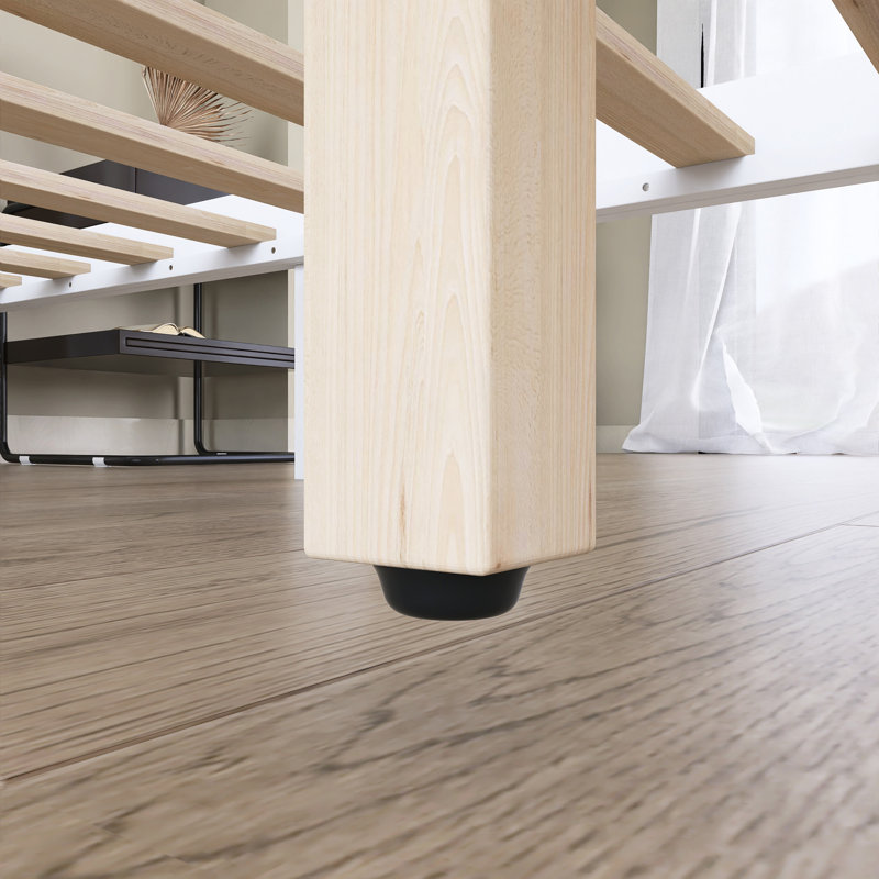 Lit plateforme en bois avec tête de lit, Lit double , Blanc