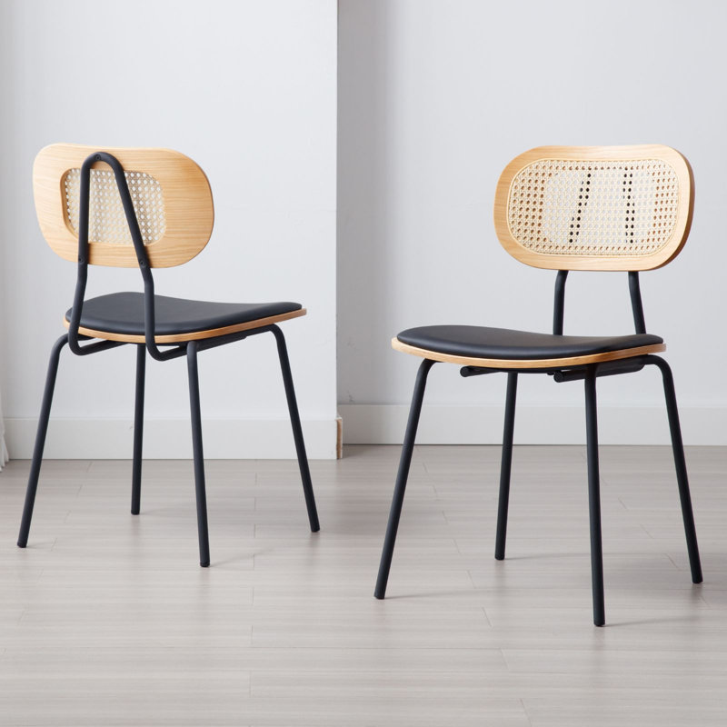 Altrud 47cm H Upholstered Metal Side Chair, Black