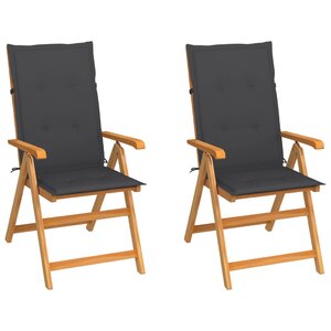 Solid Teak Wood Reclining Chairs with Cushions