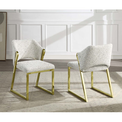 Galdesa Teddy Sherpa & Mirrored Finish Side Chair Set, Comfortable Padded Seating With Durable Stainless Steel Legs
