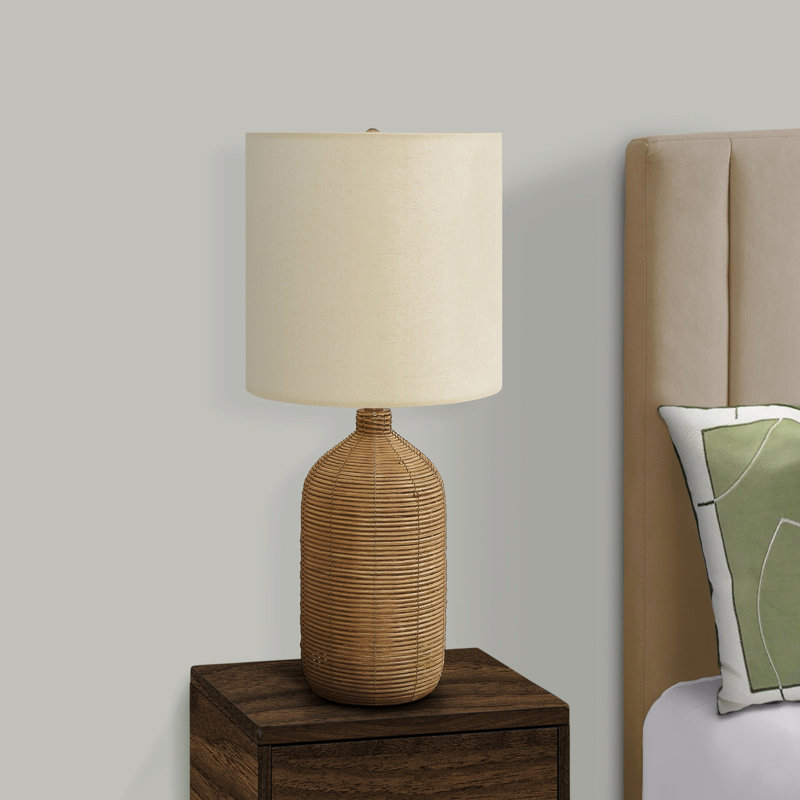 Lighting, H 23 ", lampe de table, rotin brun