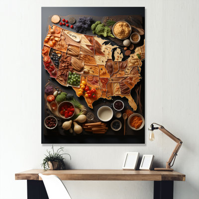 Cartographie culinaire - carte murale des États-Unis