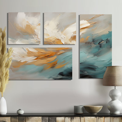 Hockman - Grande peinture murale abstraite, 4 pièces