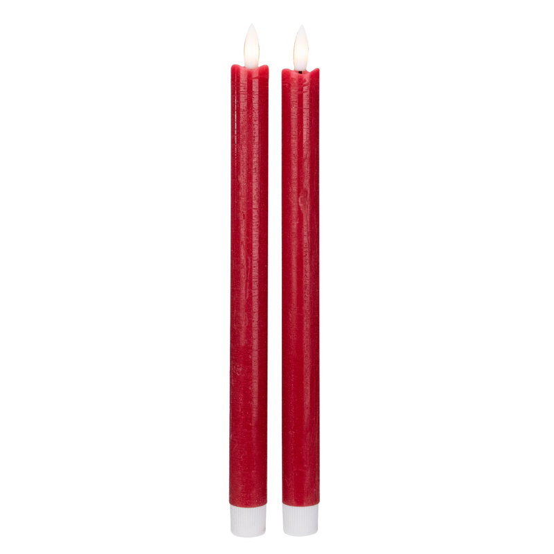 Bougies de Noël effilées sans flamme à DEL 11 po, Rouge
