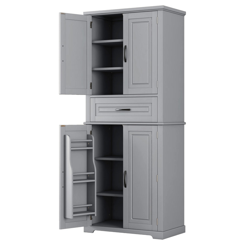 Bathroom Storage Cabinet with Multi-Functional Storage Space, Drawer with Slide Rails, Adjustable Shelf, Grey