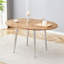Table de salle à manger ronde extensible pour 4 à 6 personnes, panneau de fibres à densité moyenne à grain de bois brun avec pieds en métal argenté frais, transformation ovale peu encombrante-131256430