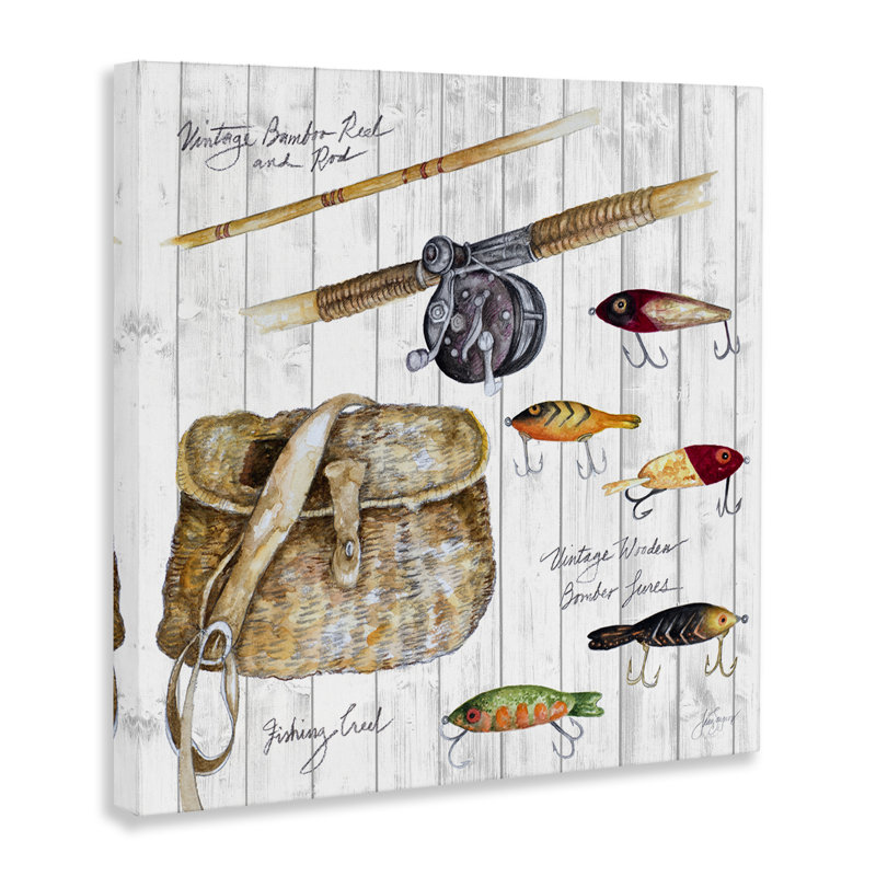 Fishing Tackle Box Canvas Wall Art by Janice Gaynor, 36" H x 36" W