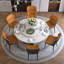 Ensemble de table de salle à manger de 51 po pour 6 personnes, table moderne en pierre frittée avec plateau tournant et chaises de salle à manger-131563296-131563297