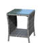 Table basse grise d'extérieur avec plateau en verre trempé, 50 x 50 x 53 cm, assemblage requis, résistant à l'eau et à l'eau.