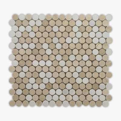 Marble Penny Round Mosaic Wall & Floor Tile -  Direct Stone Source, WOX10071-MPN