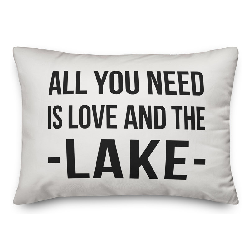 Textual Outdoor Throw Pillow, Off White/Black