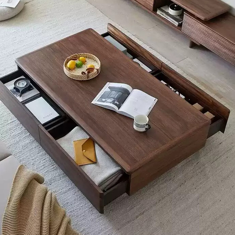 Table basse moderne avec plateau épais