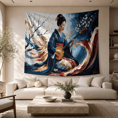 Music Shamisen Wall Tapestry