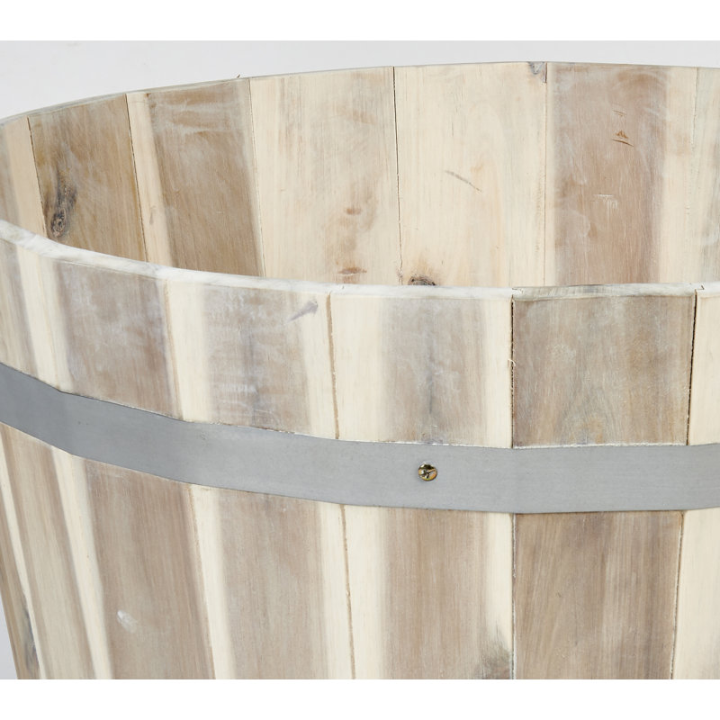 Randals Wood Barrel Planter, 11'' H x 18'' W x 18'' D