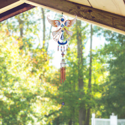 Reeyan 33" Long Blue Angel Copper and Gem Wind Chime