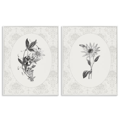 Vintage Flowers & Lace 2pc Framed Giclee Set, design by CAD Designs