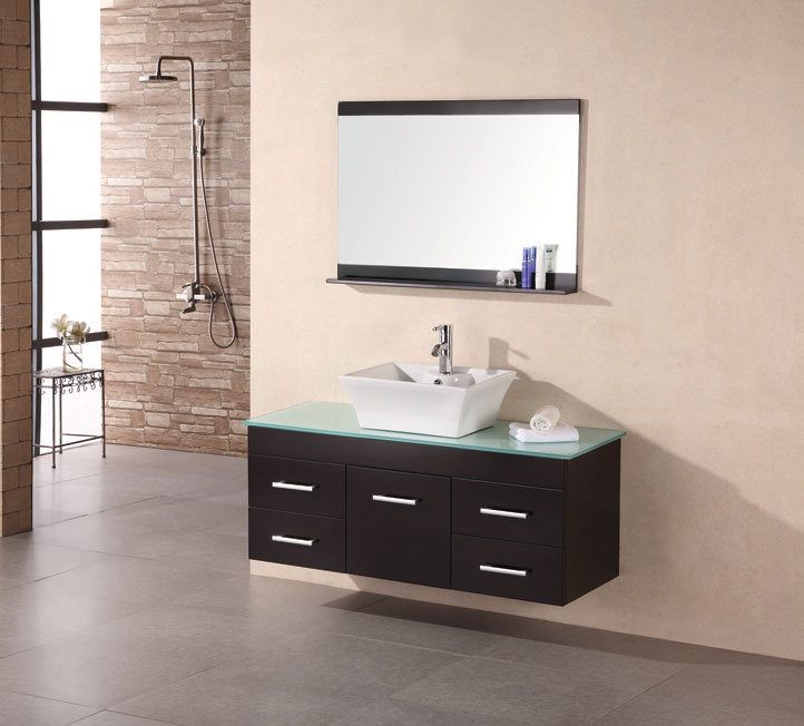 Ensemble de meuble-lavabo simple de 48 po avec miroir Newcastle, Expresso