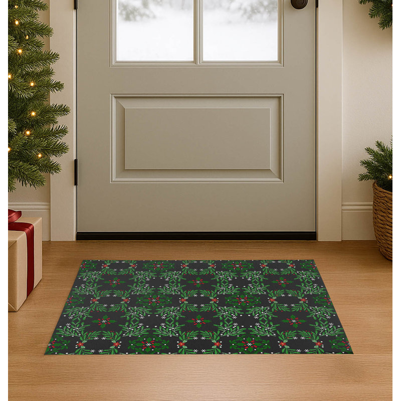 Paillasson Winter Mistletoe, Gris anthracite, L 60 po x L 84 po