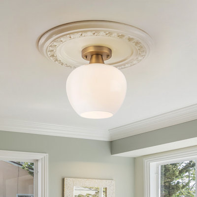 Single Light Frosted Glass Semi Flush Mount