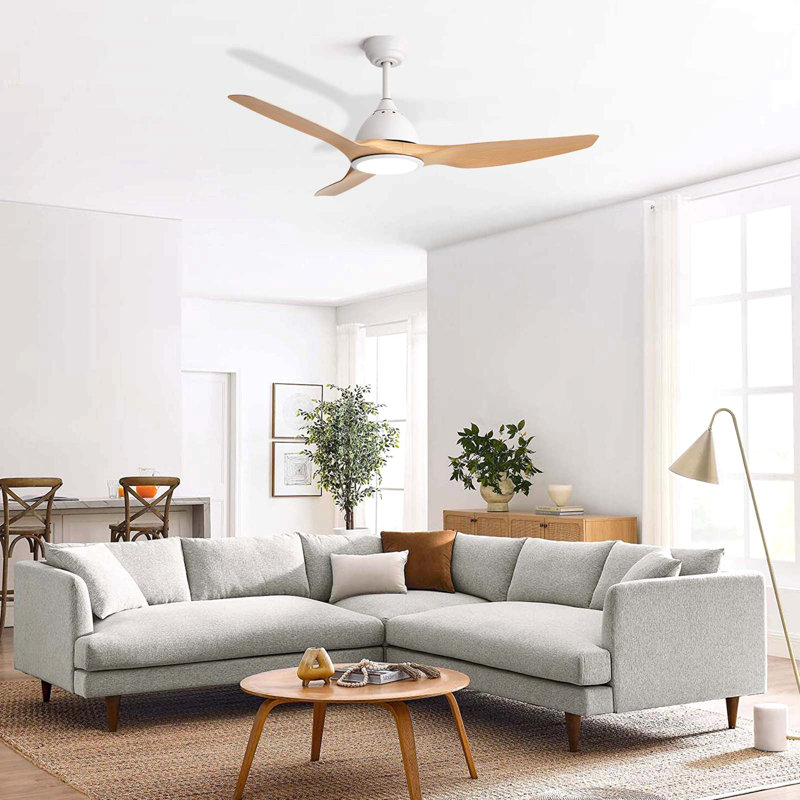 52 Inch Ceiling Fan With Light 22W 3 Color Dimmable LED Memory Function Ultra Quiet Reversible DC Motor 1H 4H 8H Timer For Large Rooms