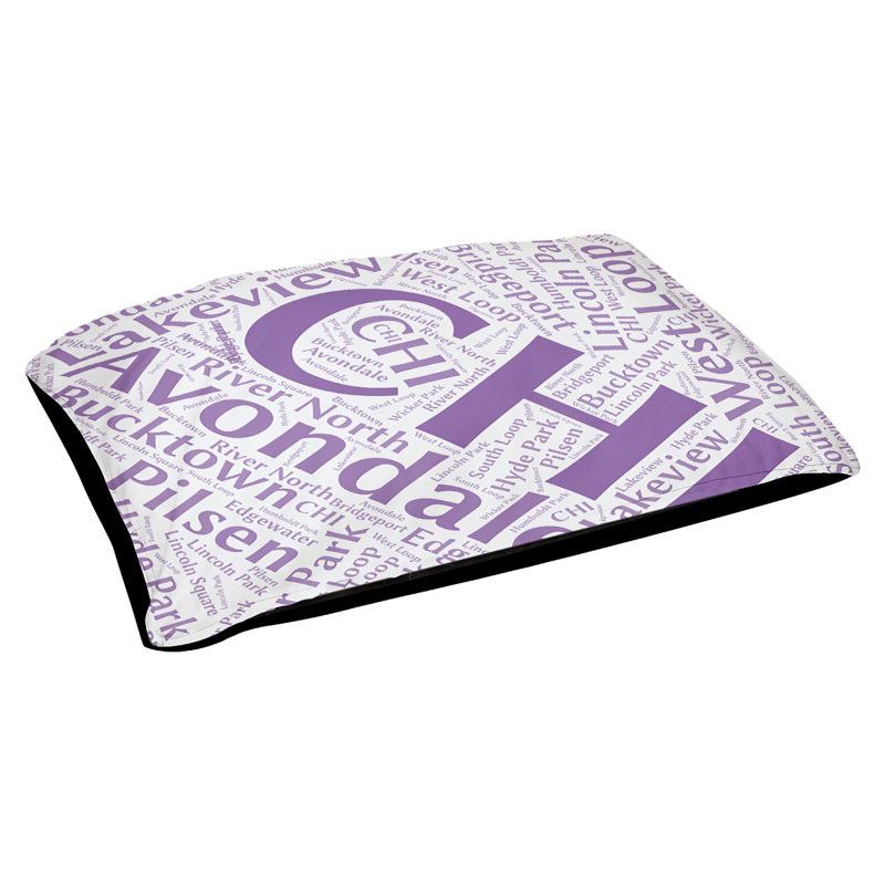 Coussin de chien « districts », Grand (l 40 po x P 30 po x H 14 po), Chicago, Mauve