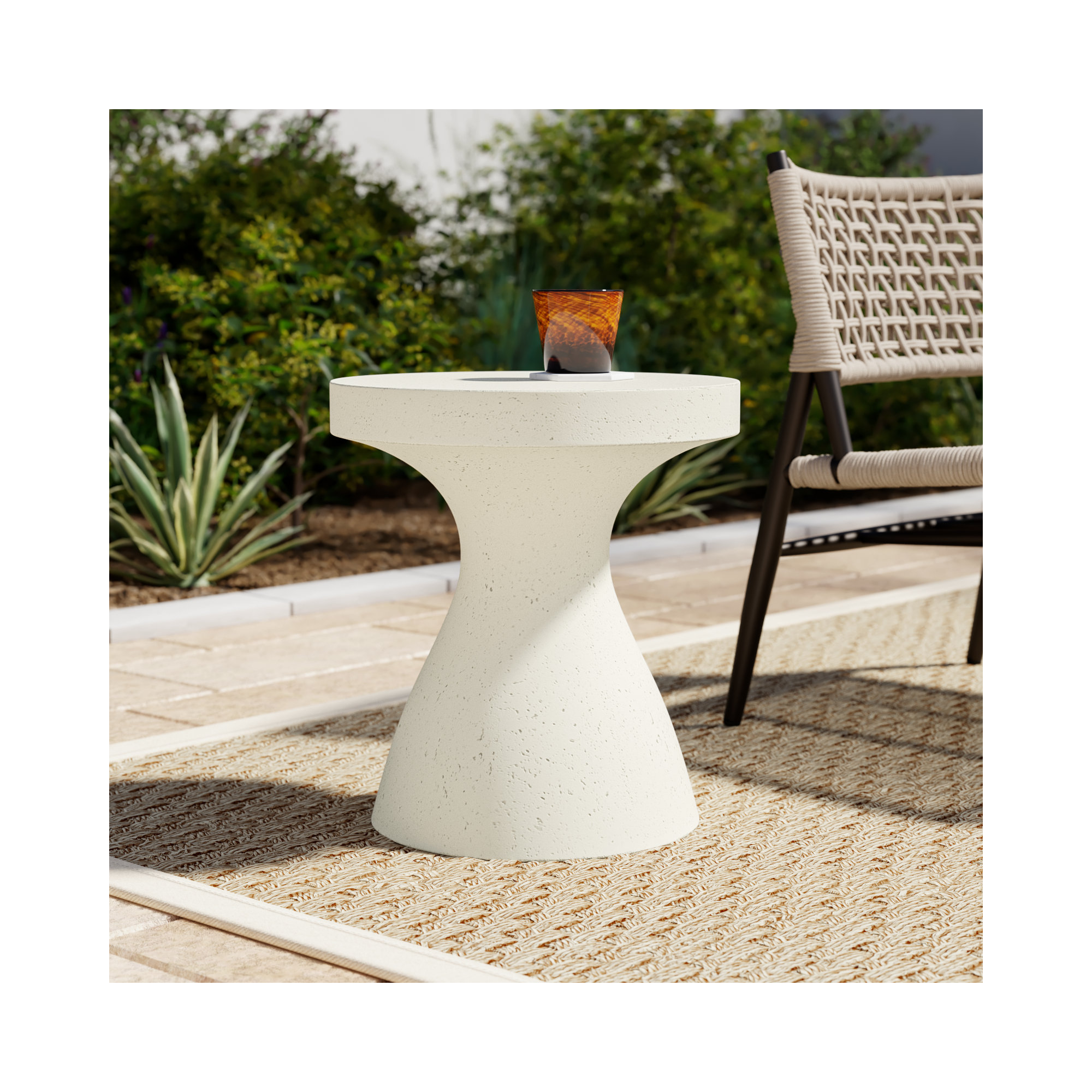 Dodger 15.75'' Concrete Outdoor Side Table, Textured White