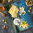 Ambesonne Eiffel Tower Cutting Board Large Size Sun Eiffel Tower Yellow Green Blue