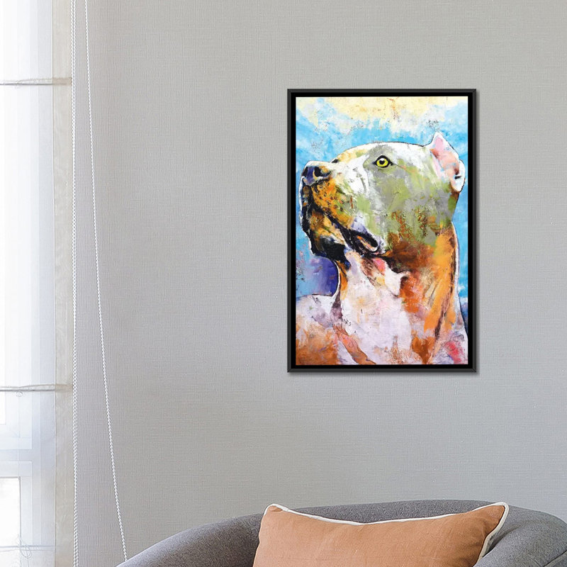 «Pit Bull», impression sur toile, H 40 po x l 26 po x P 1,5 po, Pas de tapis, Toile tendue