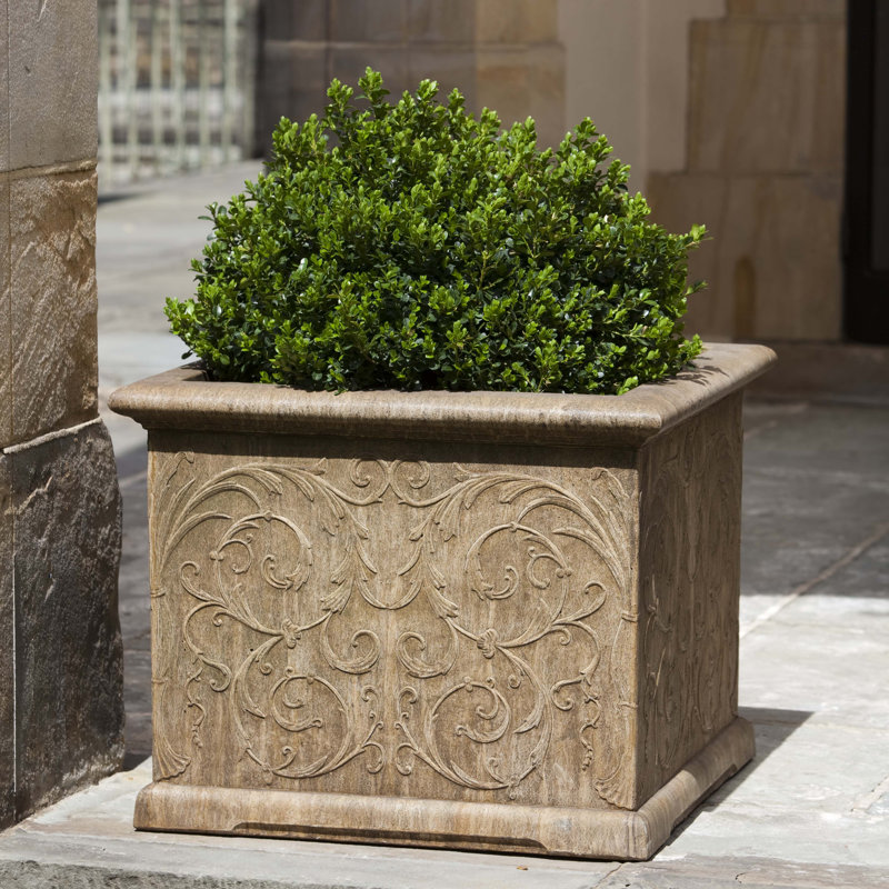 Arabesque Handmade Planter, Aged Limestone