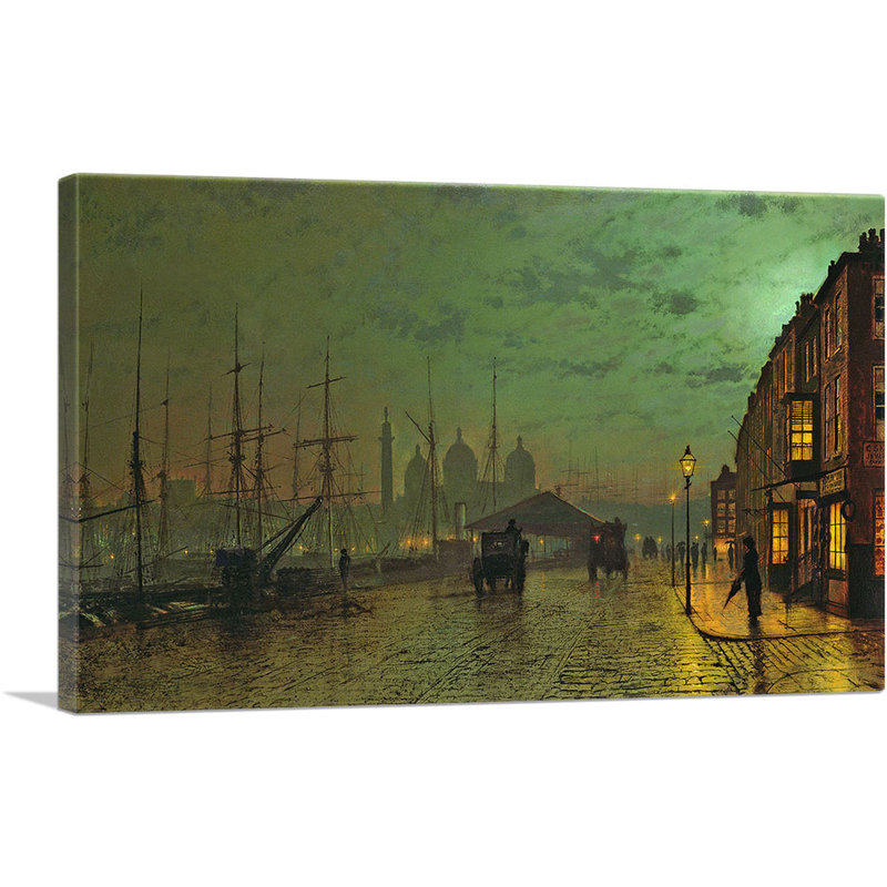 «Prince's Dock Hull 1882» par John Atkinson Grimshaw - peinture sur toile tendue, H 18 po x l 26 po x P 1,5 po