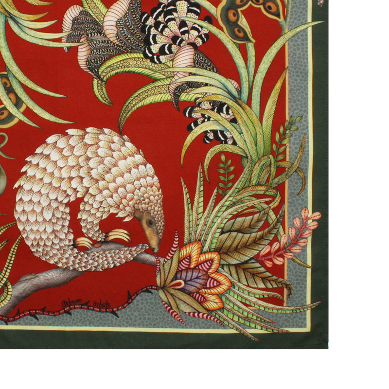 Tea Towel - Pangolin Pair, Royal Red