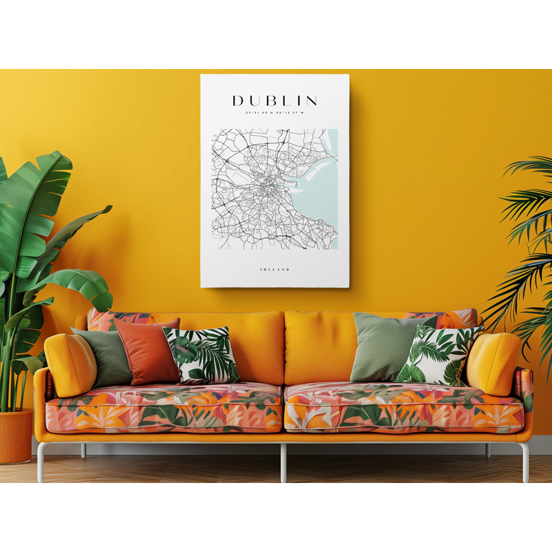 Dublin Map Print Ireland Canvas Print, 45" H x 30" W