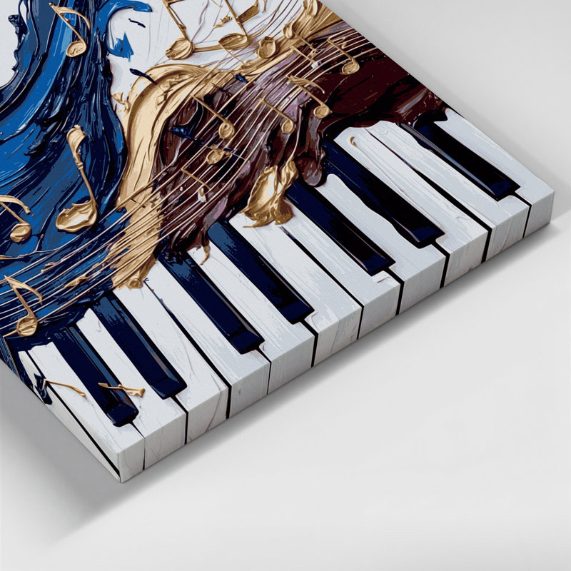 «Music Piano Gray», art mural sur toile, H 11 po x l 14 po