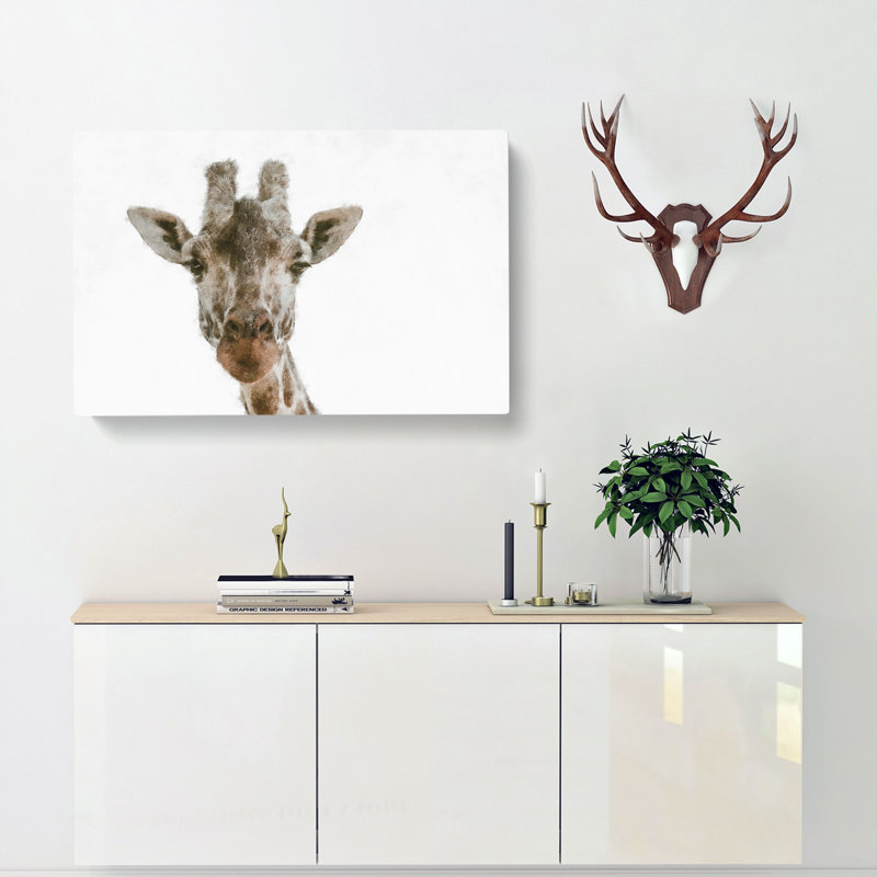 Curious Giraffe - Wrapped Canvas Painting, 40cm H x 60cm W x 3cm D