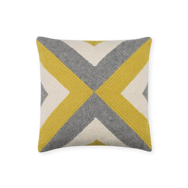 Grinda Square Pillow Cover and Insert, Citrus/Gray