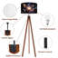  Lampe sur pied à trépied avec système solaire, planètes, nébuleuse, galaxies lointaines, lampe DEL sur pied avec pieds en bois de hêtre et abat-jour en lin amovible pour le salon et la chambre à coucher
