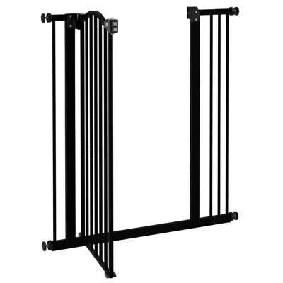 Barrière pour animaux 29 "à 34" avec porte à pression pour escaliers, noir
