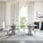Modern Dining Room Sets,  94.49" Rectangular Tempered Glass Dining Table With Stainless Steel Dining Chairs-1720990301-1720990300-1725994421