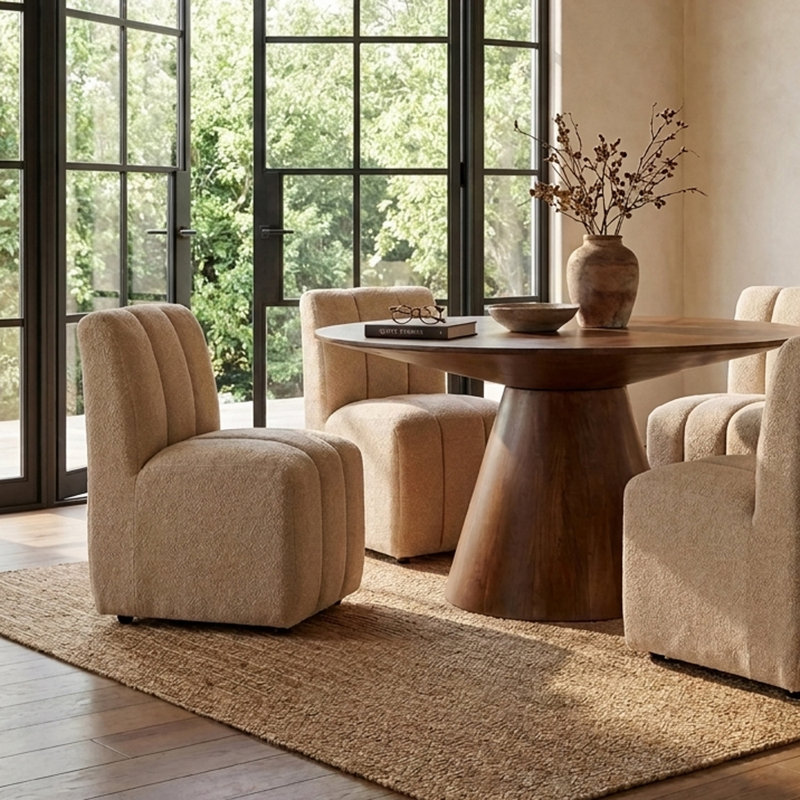 Marvin Hardwood Upholstered Dining Chair, Charlotte Olive, Camel