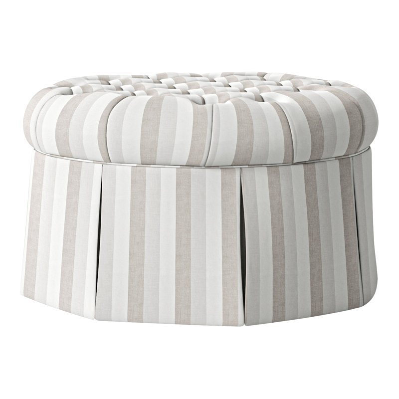 Alma 35" Tufted Round Cocktail Ottoman, Perigold Direction Linen