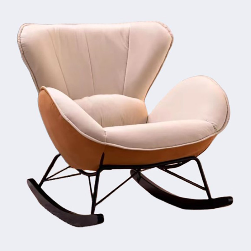 Chaise berçante légère et luxueuse, Brun / blanc