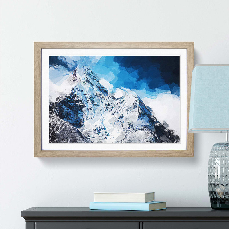 Mount Everest in Abstract - Picture Frame Graphic Art Print, 62cm H x 87cm W x 2cm D, Oak Framed