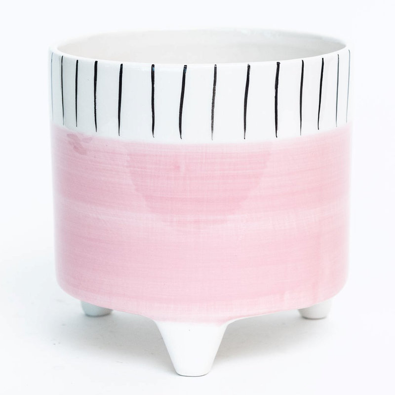 Lucette Ceramic Planter, 6.1" H x 6.7" W x 6.7" D, Pink