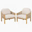 Fauteuil club d'extérieur en bois, corde beige avec coussin beige, ensemble de 2-1711876883-1711876880