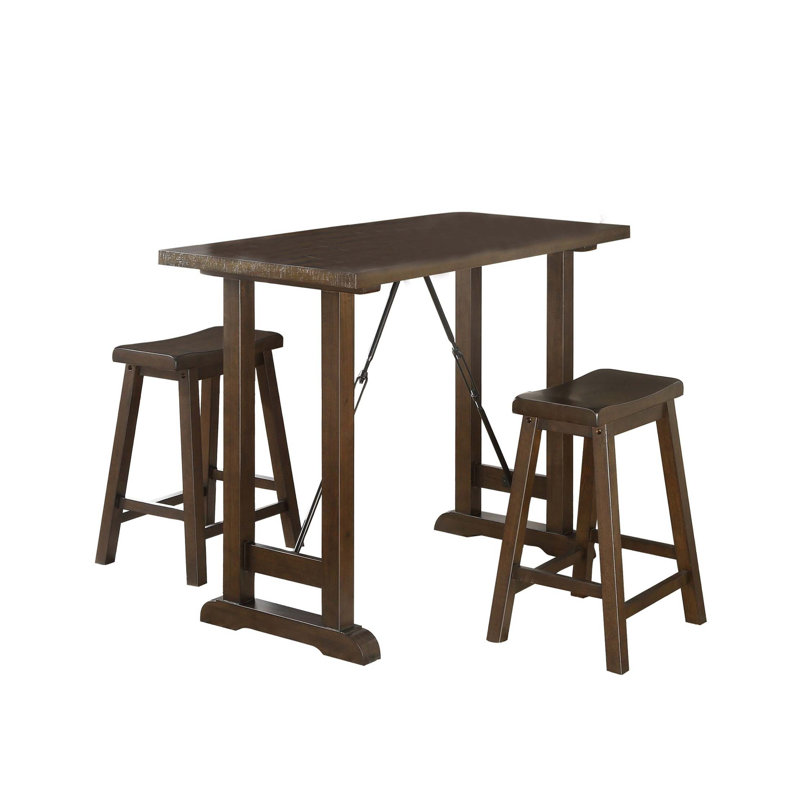 Ensemble de salle à manger à hauteur de comptoir rustique avec tabourets