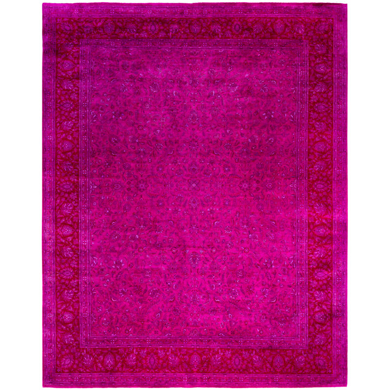 Overdyed Hand-Knotted Wool Modern-Contemporary Pink Area Rug 10' 0" x 13' 2"